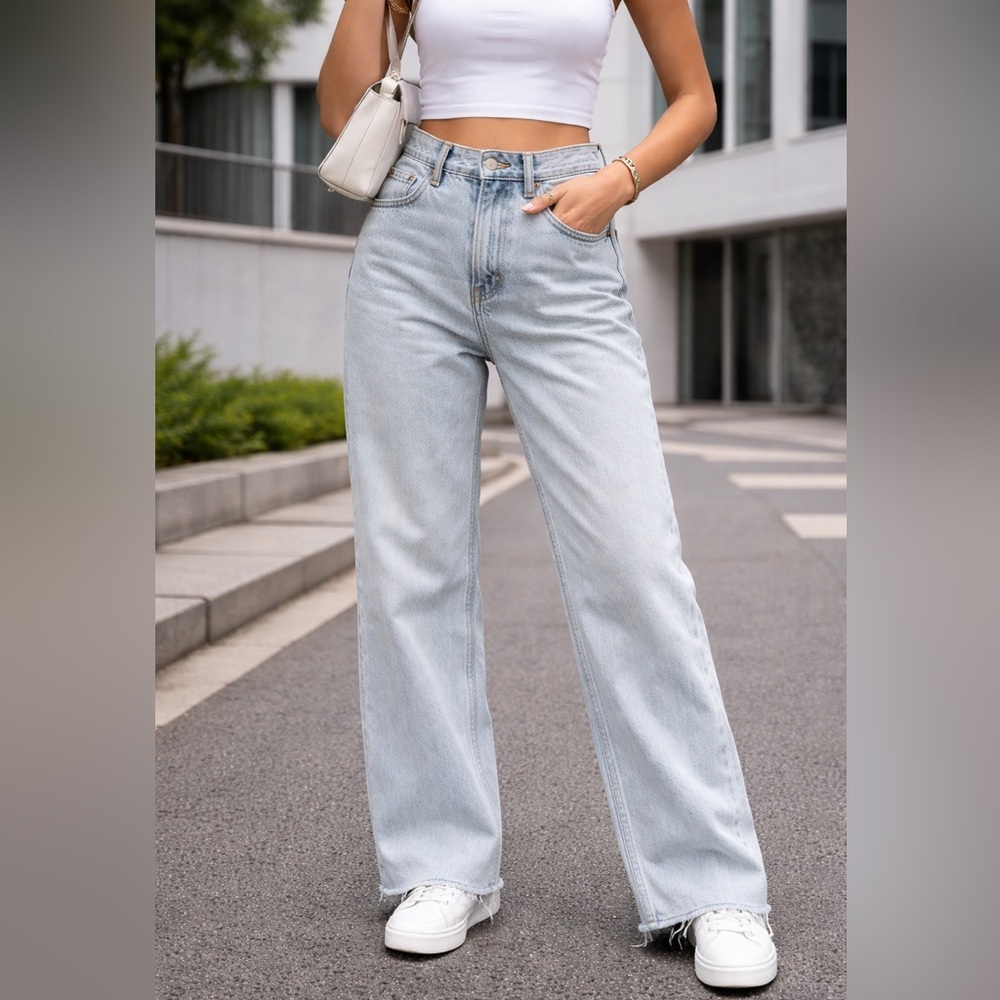 Zara Blue Straight Leg Jeans sz 6